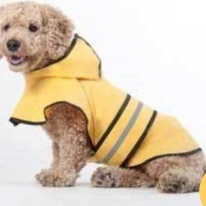 Yellow Dog Raincoat with Reflective Stripes